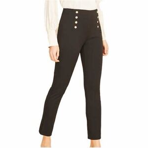 Ann Taylor Black Straight Leg Pants with Button Detail